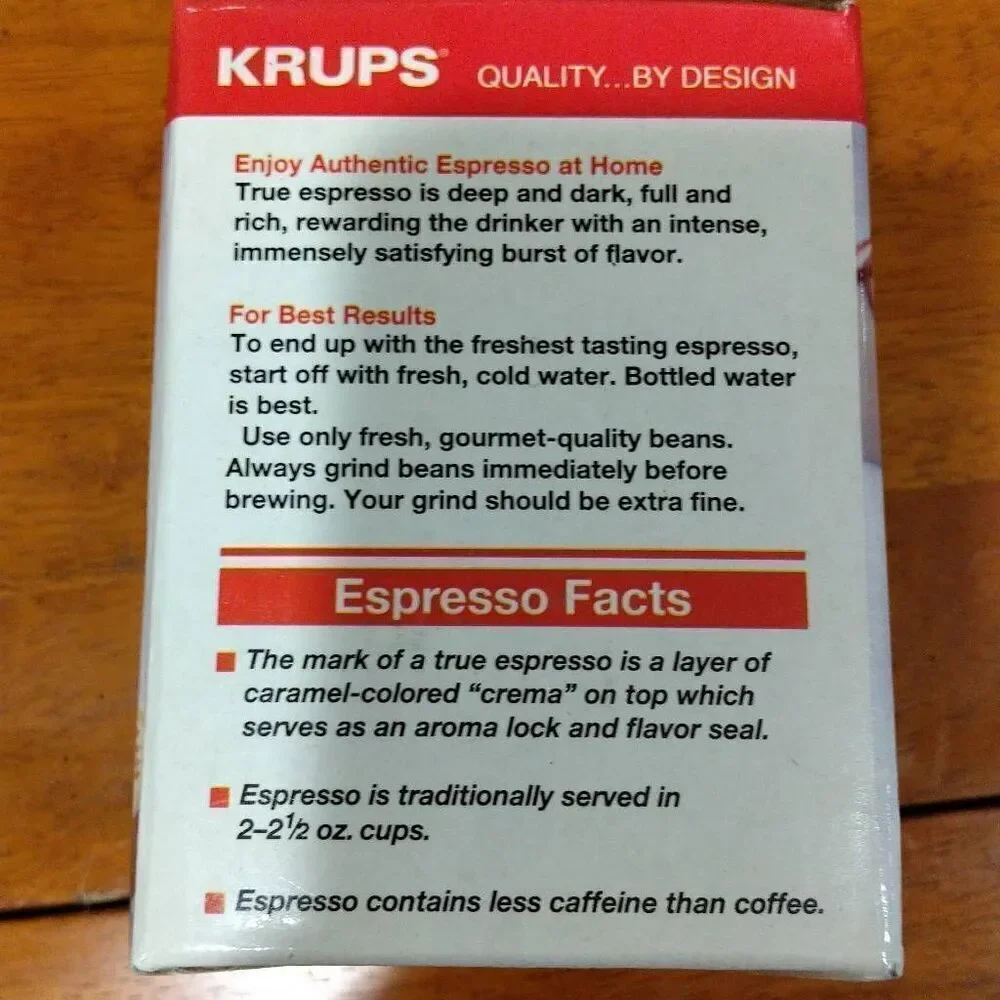 2 Krups Espresso Cup Sets, 4 2 1/2 Espresso Cups with Saucers, White Stoneware.